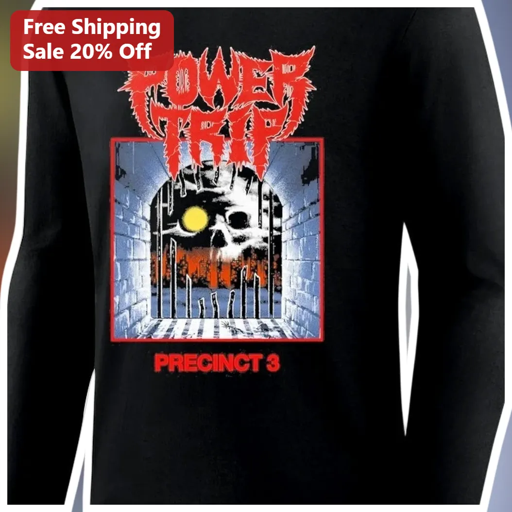 Power Trip Precinct 3 Long Sleeve Tee Thrash Metal Band Merch Graphic Shirt available at our Los Angeles warehouse