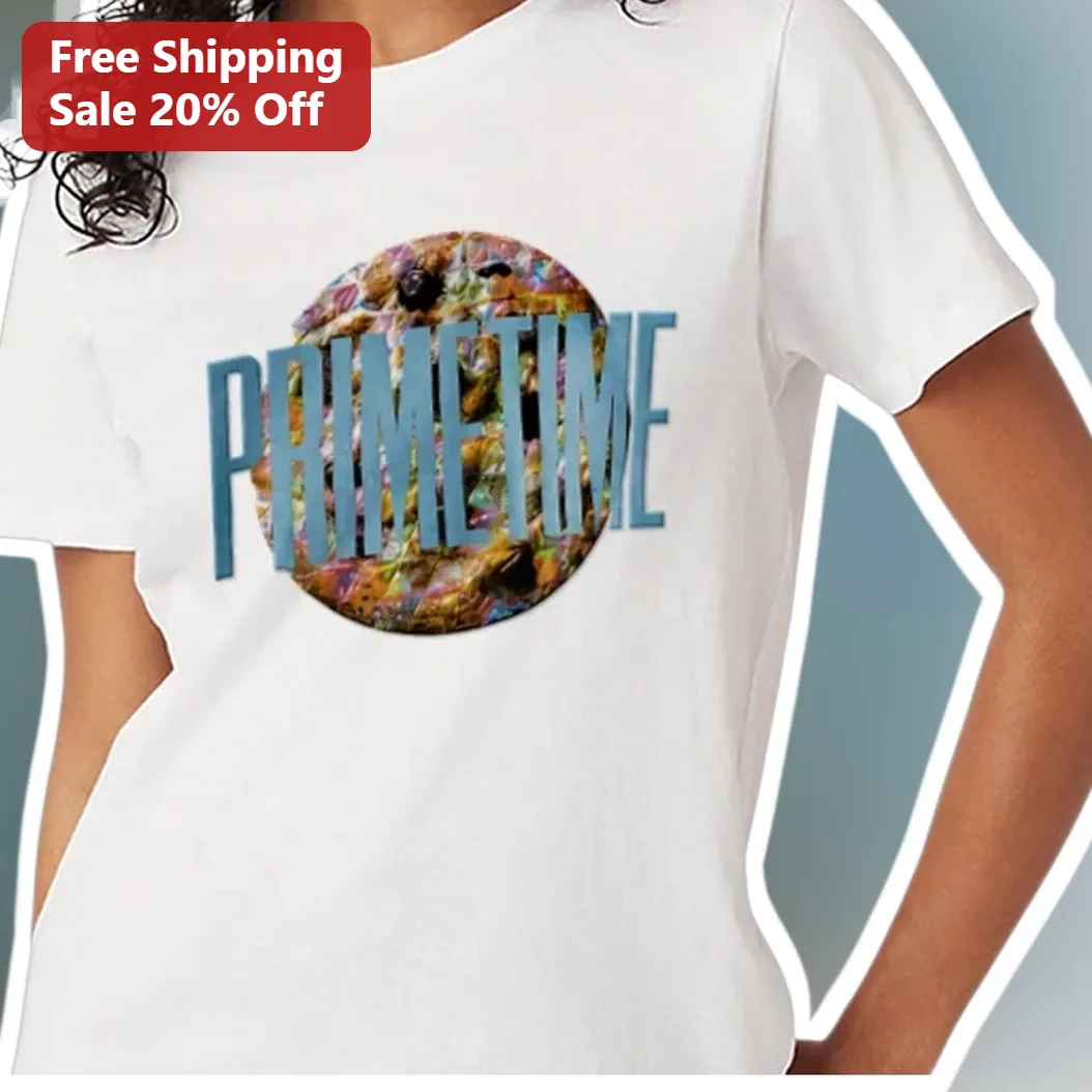 PRIMETIME Retro Abstract Paint Splatter Graphic Tee Bold Typ — Los Angeles PRIMETIME Retro Abstract Paint Splatter Graphic Tee Bold Typography Apparel available at our Los Angeles warehouse