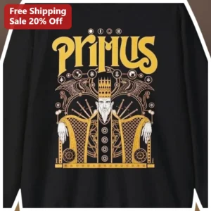 PRIMUS Gothic Regal King Throne Graphic Tee Black Cotton T-Shirt available at our Los Angeles warehouse