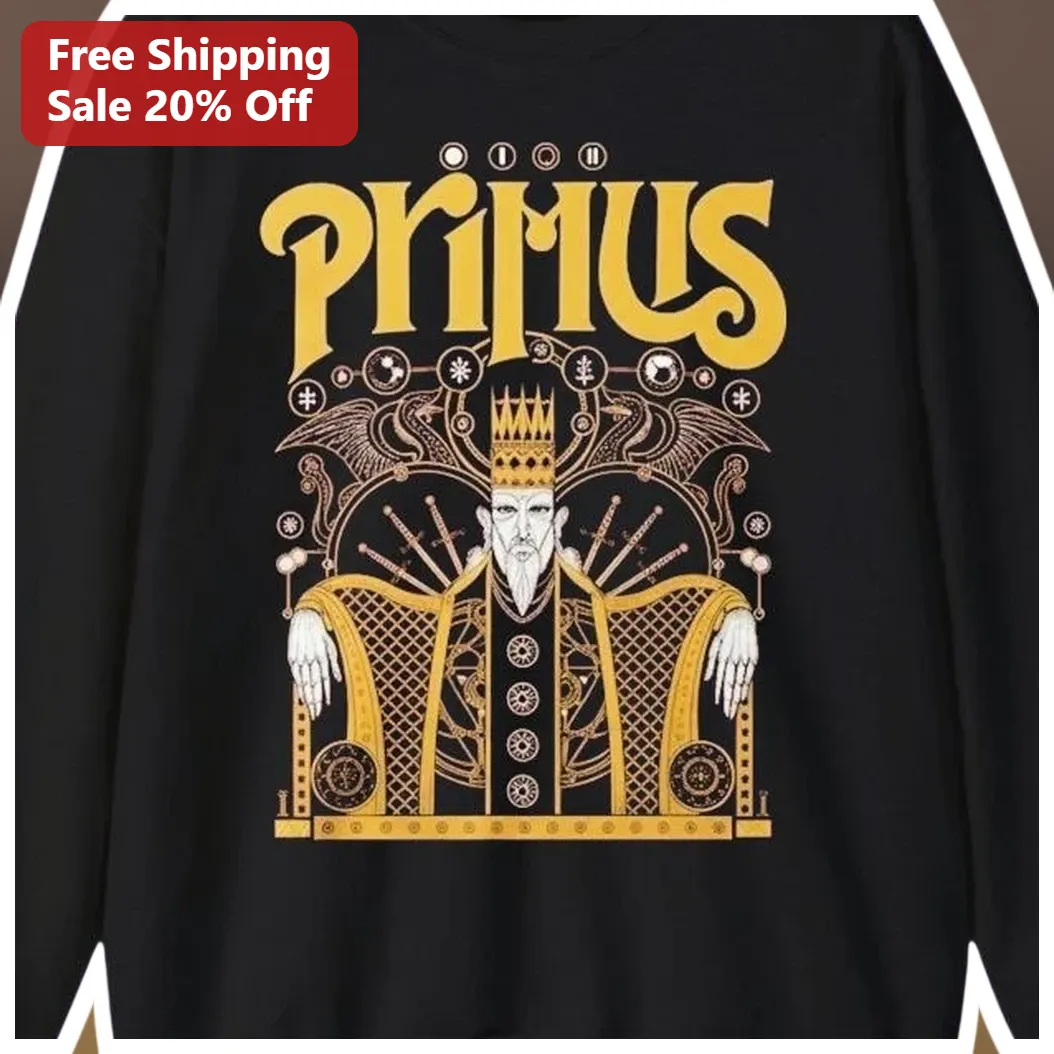 PRIMUS Gothic Regal King Throne Graphic Tee Black Cotton T-Shirt available at our Los Angeles warehouse