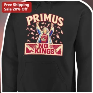 Primus No Kings Hoodie Vintage Rock Band Merch Distressed Graphic Pullover available at our Los Angeles warehouse