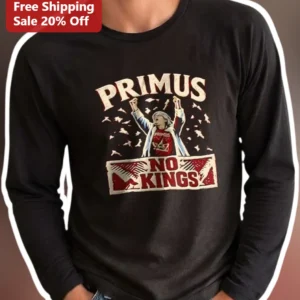 Primus No Kings Long Sleeve Tee Les Claypool Vintage Rock Band Merch available at our Los Angeles warehouse