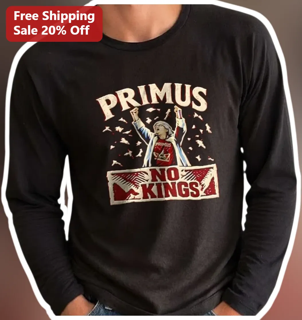 Primus No Kings Long Sleeve Tee Les Claypool Vintage Rock Band Merch available at our Los Angeles warehouse