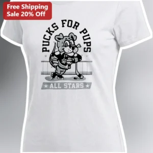 Pucks For Pups All Stars Hockey Dog Graphic Tee available at our Los Angeles warehouse