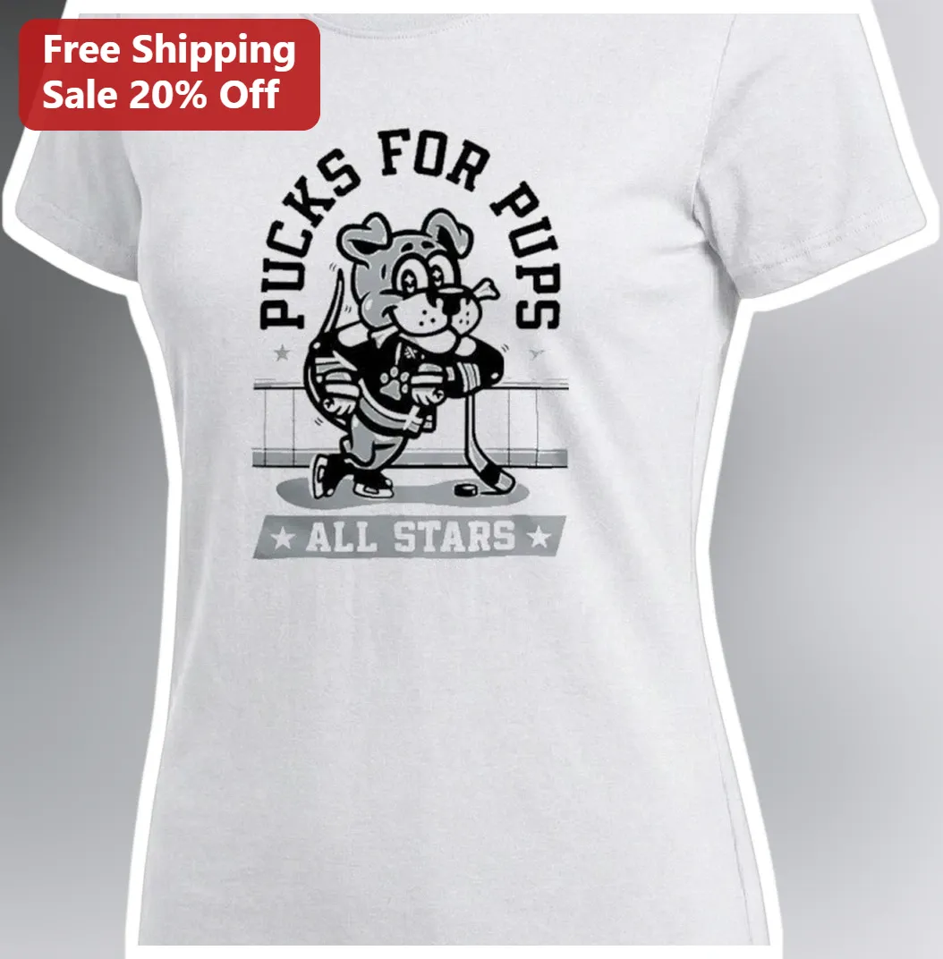 Pucks For Pups All Stars Hockey Dog Graphic Tee available at our Los Angeles warehouse