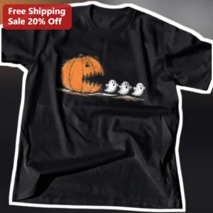 Pumpkin Eating Ghosts Funny Halloween Tee Jack O Lantern Spooky Costume Shirt available at our Los Angeles warehouse