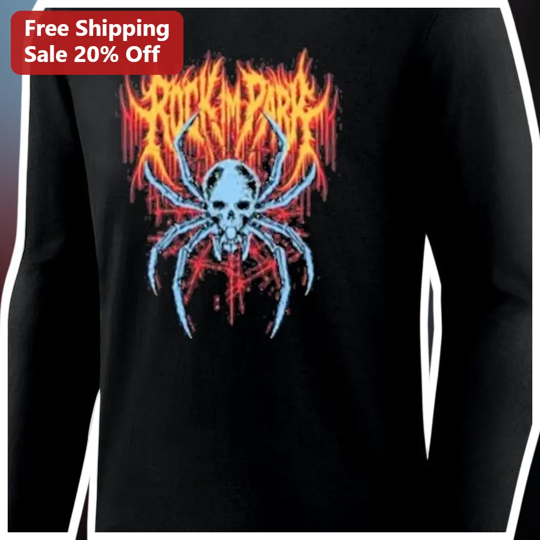 PUNK PARK Long Sleeve Shirt Skull Spider Flame Graphic Punk Rock Alternative Fashion Tee available at our Los Angeles warehouse