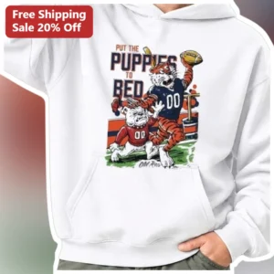 Put The Puppies To Bed Hoodie New Puppy Owner Gift Vintage Football Dog Humor Pullover available at our Los Angeles warehouse