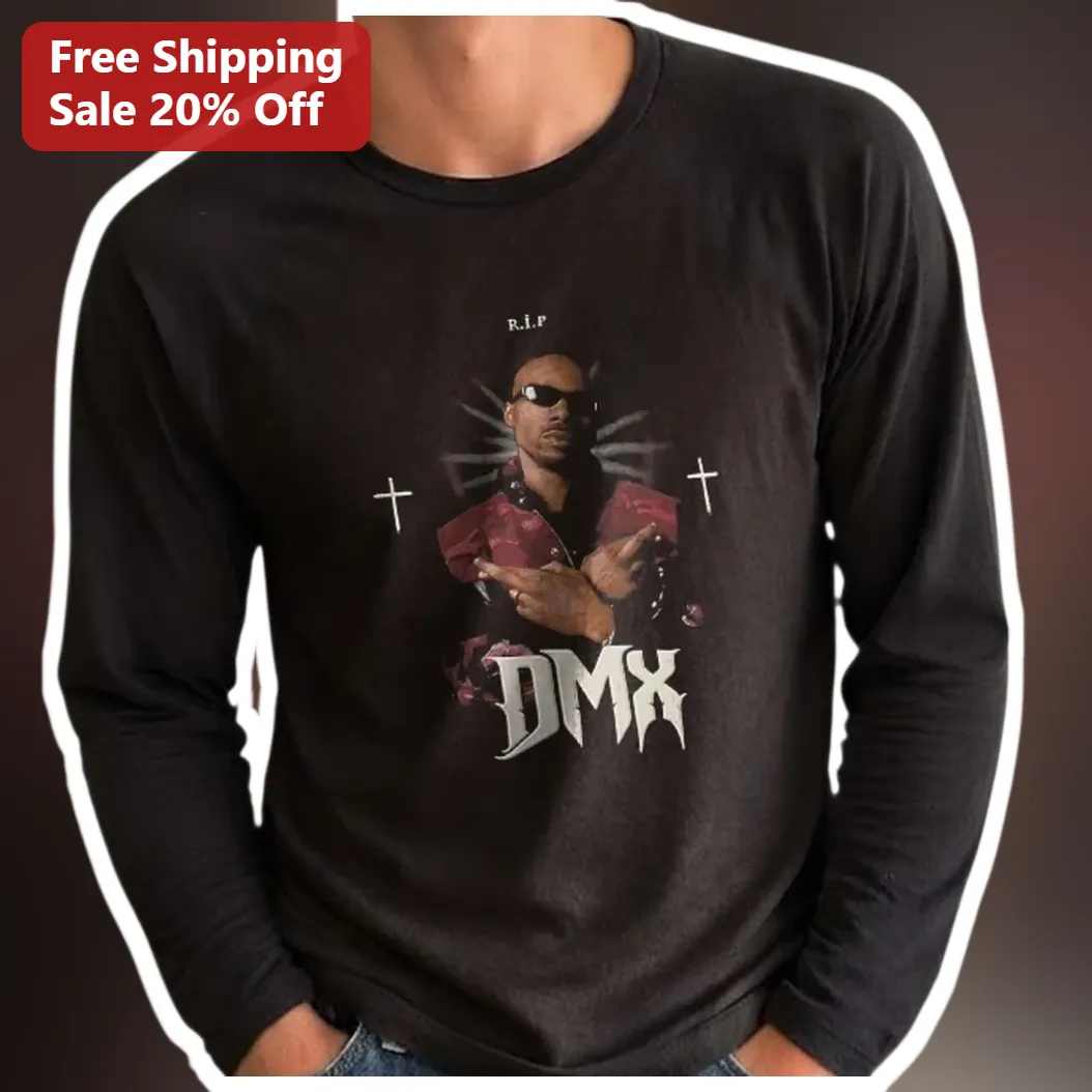 R.I.P DMX Long Sleeve Tee Hip Hop Memorial Tribute Apparel for Men available at our Los Angeles warehouse