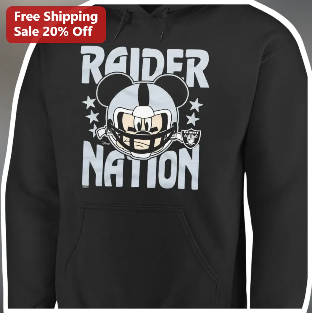 Raider Nation Mickey Mouse Las Vegas Raiders Hoodie Black Pu — Los Angeles Raider Nation Mickey Mouse Las Vegas Raiders Hoodie Black Pullover Fan Gear available at our Los Angeles warehouse