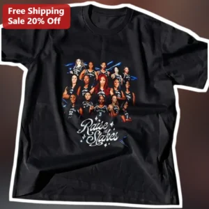 Raise The Stakes Las Vegas Aces WNBA Fan Tee Black Cotton Graphic Shirt available at our Los Angeles warehouse