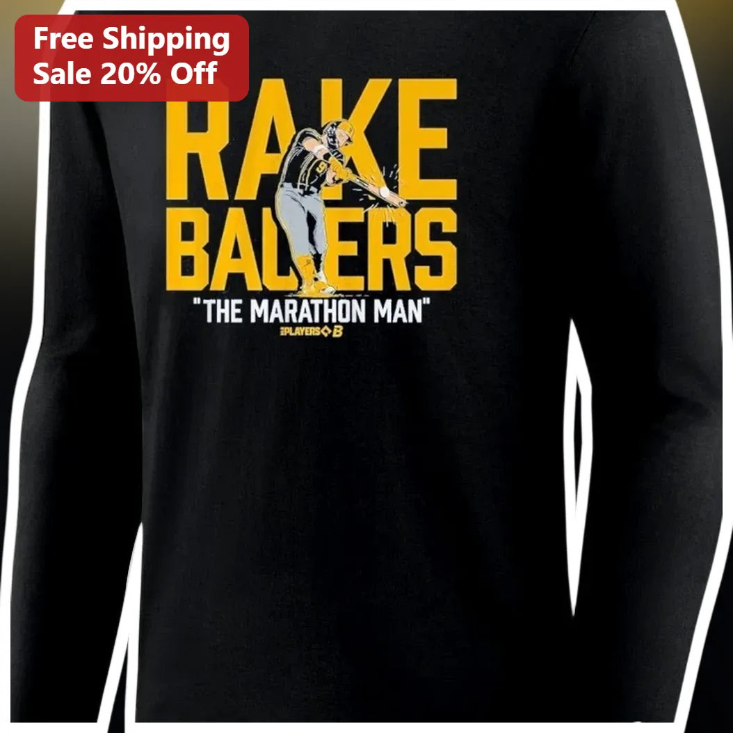 RAKE BALLERS "THE MARATHON MAN" Long Sleeve Shirt Baseball S — Los Angeles RAKE BALLERS "THE MARATHON MAN" Long Sleeve Shirt Baseball Softball Fan Gift Black Athletic Tee available at our Los Angeles warehouse