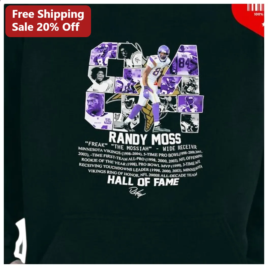 Randy Moss The Mossiah Freak Wide Receiver Minnesota Vikings — Los Angeles Randy Moss The Mossiah Freak Wide Receiver Minnesota Vikings Hall of Fame Hoodie available at our Los Angeles warehouse