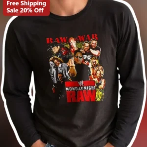 Raw Is War Monday Night Raw Long Sleeve Tee Stone Cold Steve Austin Attitude Era Wrestling Shirt available at our Los Angeles warehouse