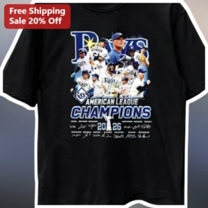 Rays American League Champions Tampa Bay Rays Tee 2026 AL Championship Celebration Shirt available at our Los Angeles warehouse