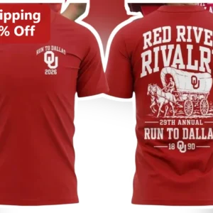 Red River Rivalry Run To Dallas Tee OU Sooners Cotton Bowl Game Day Shirt available at our Los Angeles warehouse
