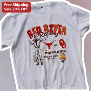 Red River Rivalry Tee Battle for the Golden Hat Cotton Bowl Stadium Dallas TX State Fair of Texas Vi available at our Los Angeles warehouse