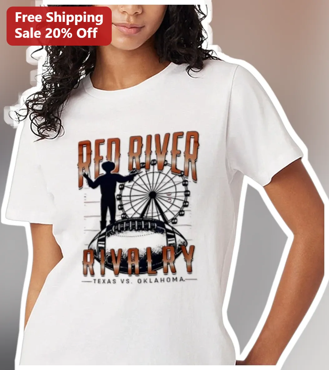 Red River Rivalry Texas vs Oklahoma Tee Vintage College Foot — Los Angeles Red River Rivalry Texas vs Oklahoma Tee Vintage College Football Fan Shirt available at our Los Angeles warehouse