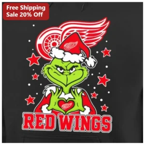 Red Wings Grinch Christmas Hoodie Detroit Red Wings NHL Hockey Fan Holiday Gift available at our Los Angeles warehouse