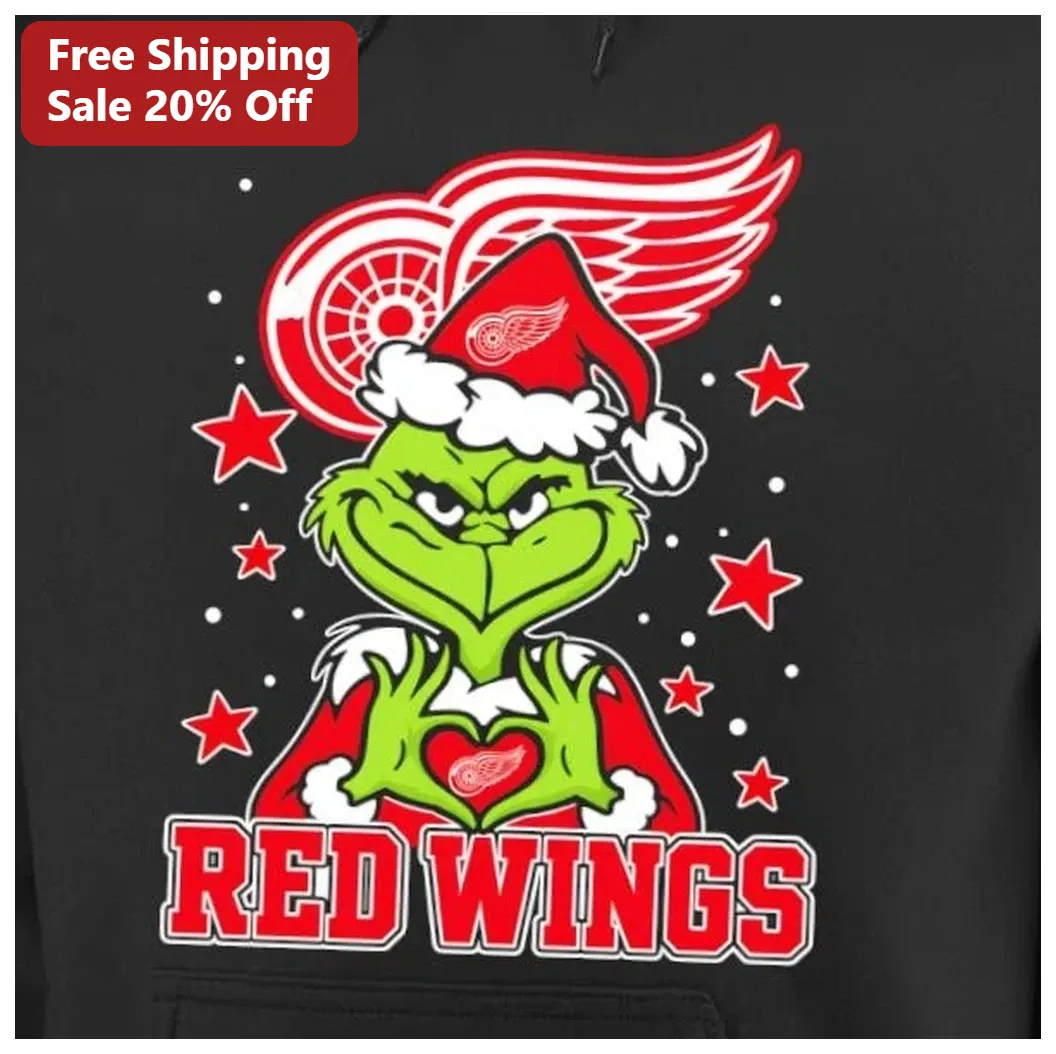 Red Wings Grinch Christmas Hoodie Detroit Red Wings NHL Hock — Los Angeles Red Wings Grinch Christmas Hoodie Detroit Red Wings NHL Hockey Fan Holiday Gift available at our Los Angeles warehouse