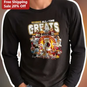 Redskins All-Time Greats Long Sleeve Tee Vintage NFL Legends Sammy Baugh Washington Football History available at our Los Angeles warehouse