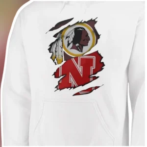 Redskins Nebraska Torn Effect Hoodie Washington Redskins Cornhuskers Retro Football Fan Apparel available at our Los Angeles warehouse