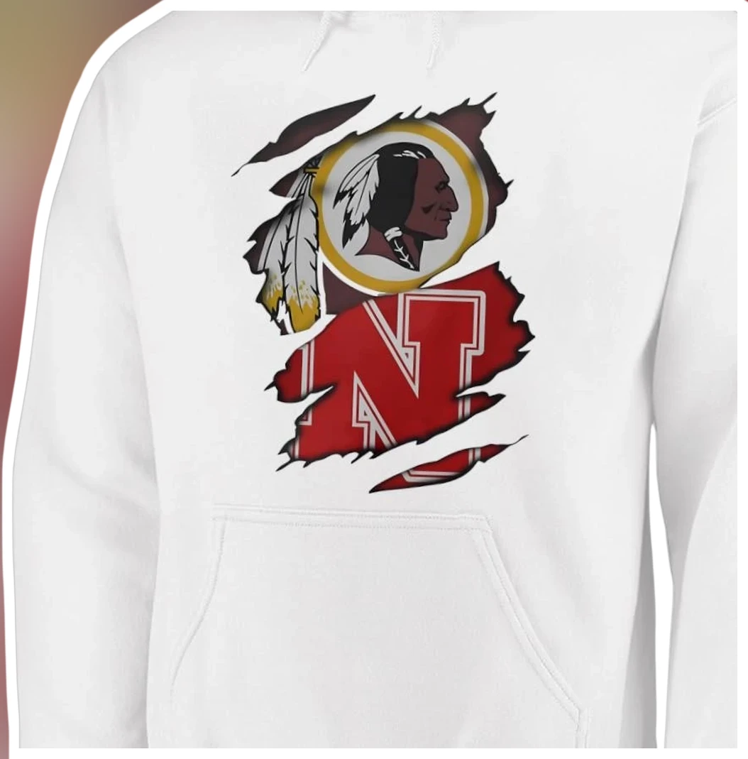 Redskins Nebraska Torn Effect Hoodie Washington Redskins Cor — Los Angeles Redskins Nebraska Torn Effect Hoodie Washington Redskins Cornhuskers Retro Football Fan Apparel available at our Los Angeles warehouse