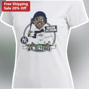 Reggie Jackson Mr. October Vintage Baseball Caricature Tee available at our Los Angeles warehouse