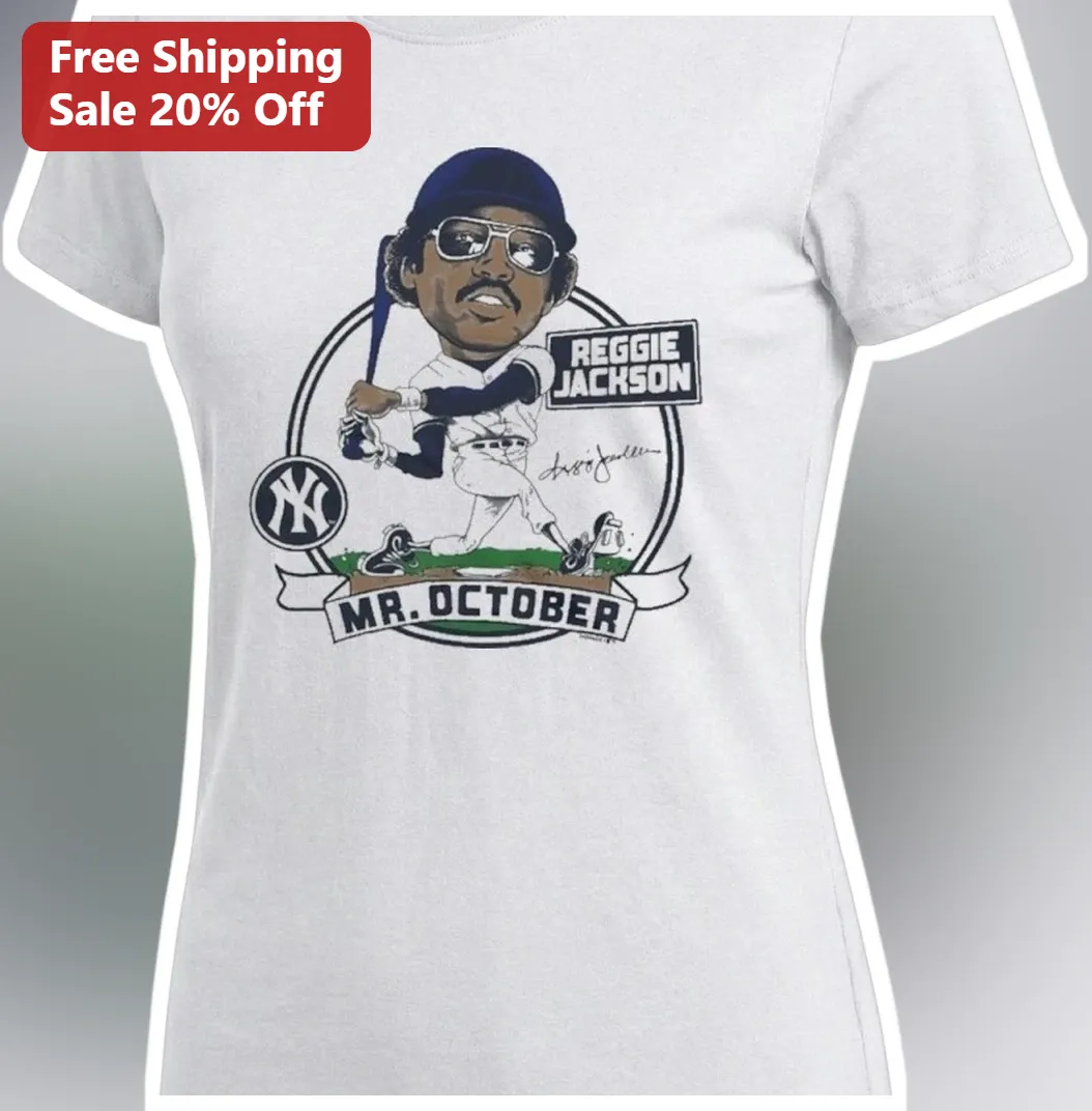 Reggie Jackson Mr. October Vintage Baseball Caricature Tee — Los Angeles Reggie Jackson Mr. October Vintage Baseball Caricature Tee available at our Los Angeles warehouse