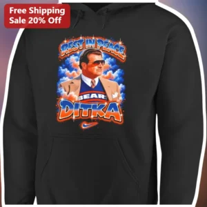 Rest In Peace Ditka Mike Ditka Tribute Hoodie Chicago Bears NFL Legend Memorial Pullover available at our Los Angeles warehouse