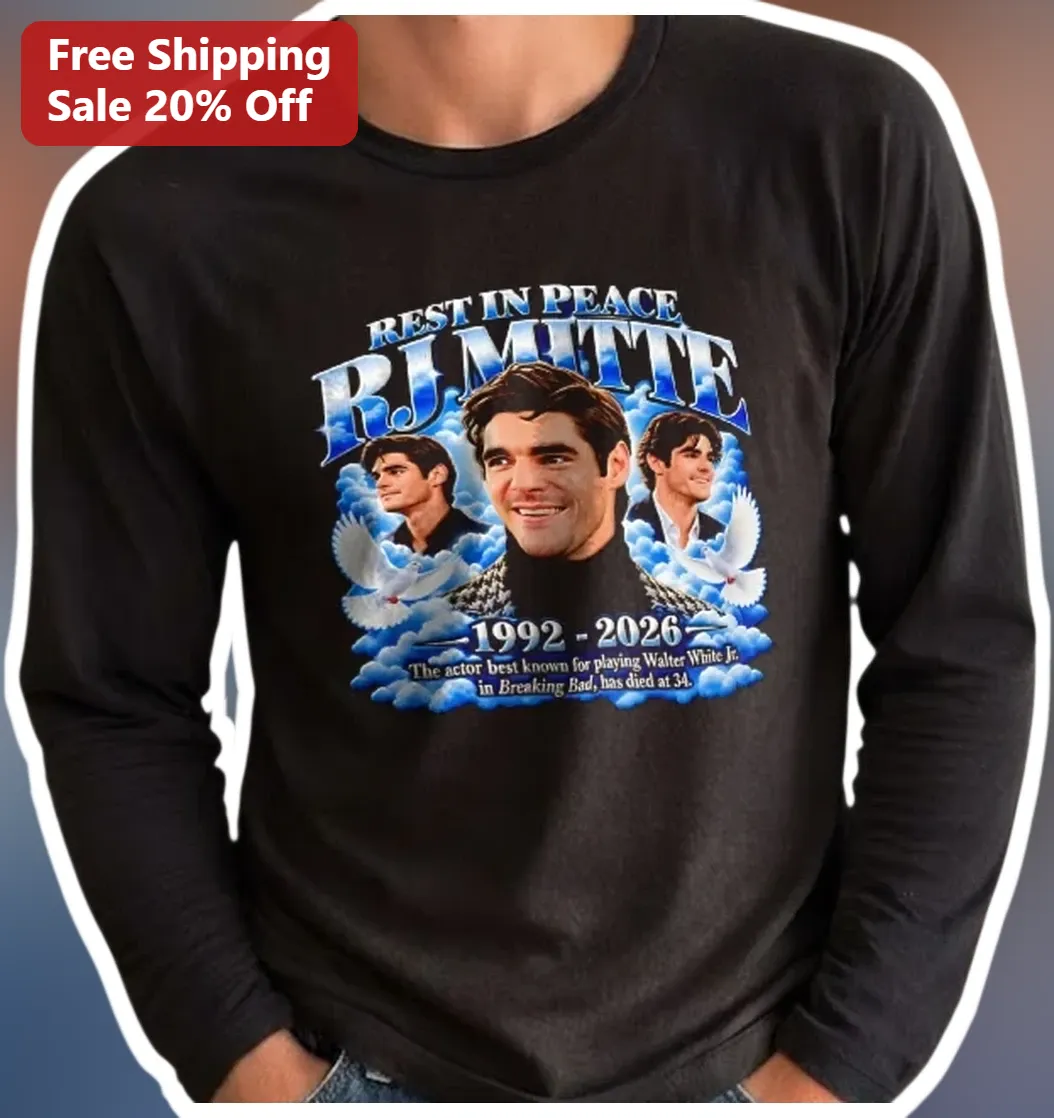 Rest In Peace RJ Mitte Tribute Long Sleeve Tee Breaking Bad Walter White Jr Memorial Gift available at our Los Angeles warehouse