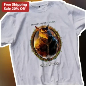 Richard E Grant Owl Rex Wildwood Graphic Tee Fantasy Movie Fan Gift available at our Los Angeles warehouse