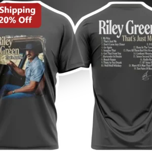 Riley Green That's Just Me Country Music Fan Tee Vintage Concert Merch Graphic Shirt available at our Los Angeles warehouse