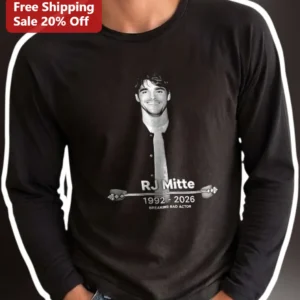 RJ Mitte 1992-2026 Breaking Bad Actor In Memoriam Tribute Long Sleeve Tee available at our Los Angeles warehouse