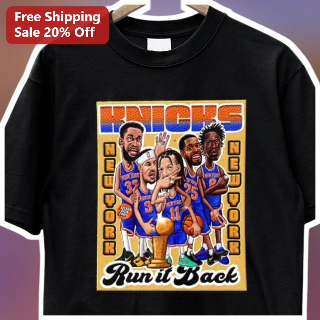 Run It Back New York Knicks Tee Black Graphic Basketball Fan Shirt available at our Los Angeles warehouse