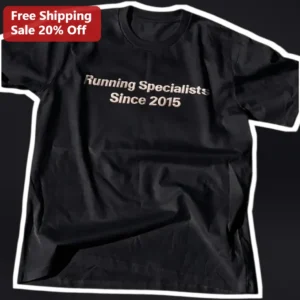 Running Specialists Since 2015 Tee Vintage Athletic Marathon Runner Gift Black Cotton Shirt available at our Los Angeles warehouse