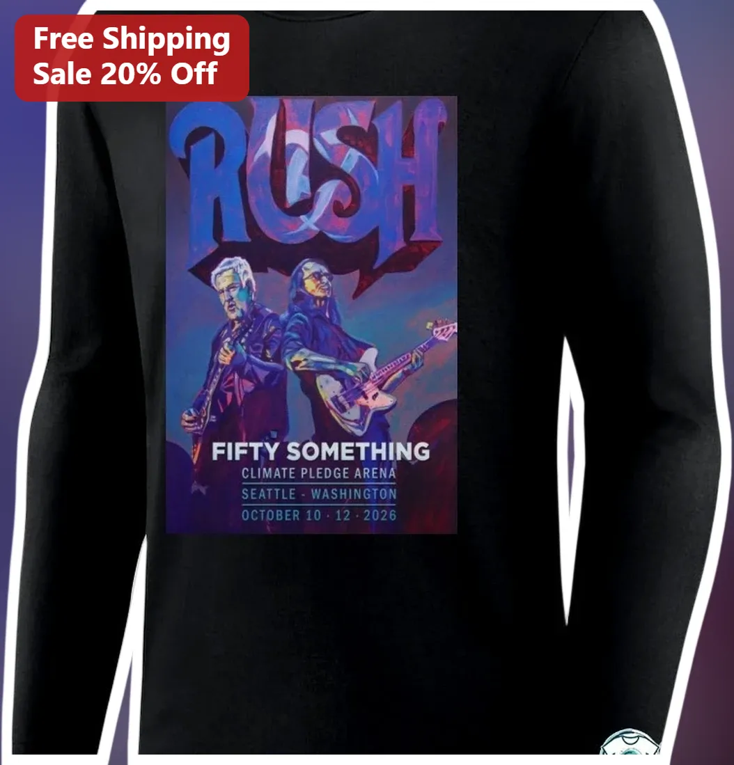 Rush Fifty Something Tour Long Sleeve Shirt Classic Rock Band Merch Vintage Concert Poster Apparel available at our Los Angeles warehouse