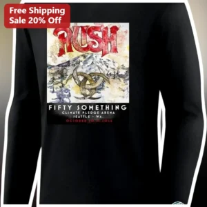 Rush Fifty Something Tour Long Sleeve Tee Classic Rock Band Merch Gift available at our Los Angeles warehouse