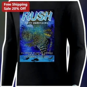Rush Fifty Something Tour Psychedelic Owl Long Sleeve Shirt Classic Rock Band Merch Gift available at our Los Angeles warehouse