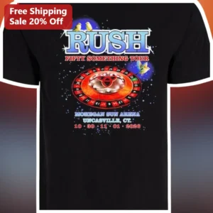 Rush Fifty Something Tour Tee Classic Rock Band Concert Merch Gift available at our Los Angeles warehouse