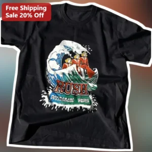 Rush Permanent Waves Tee Vintage 1980 Album Cover Graphic T-Shirt for Classic Rock Fans available at our Los Angeles warehouse