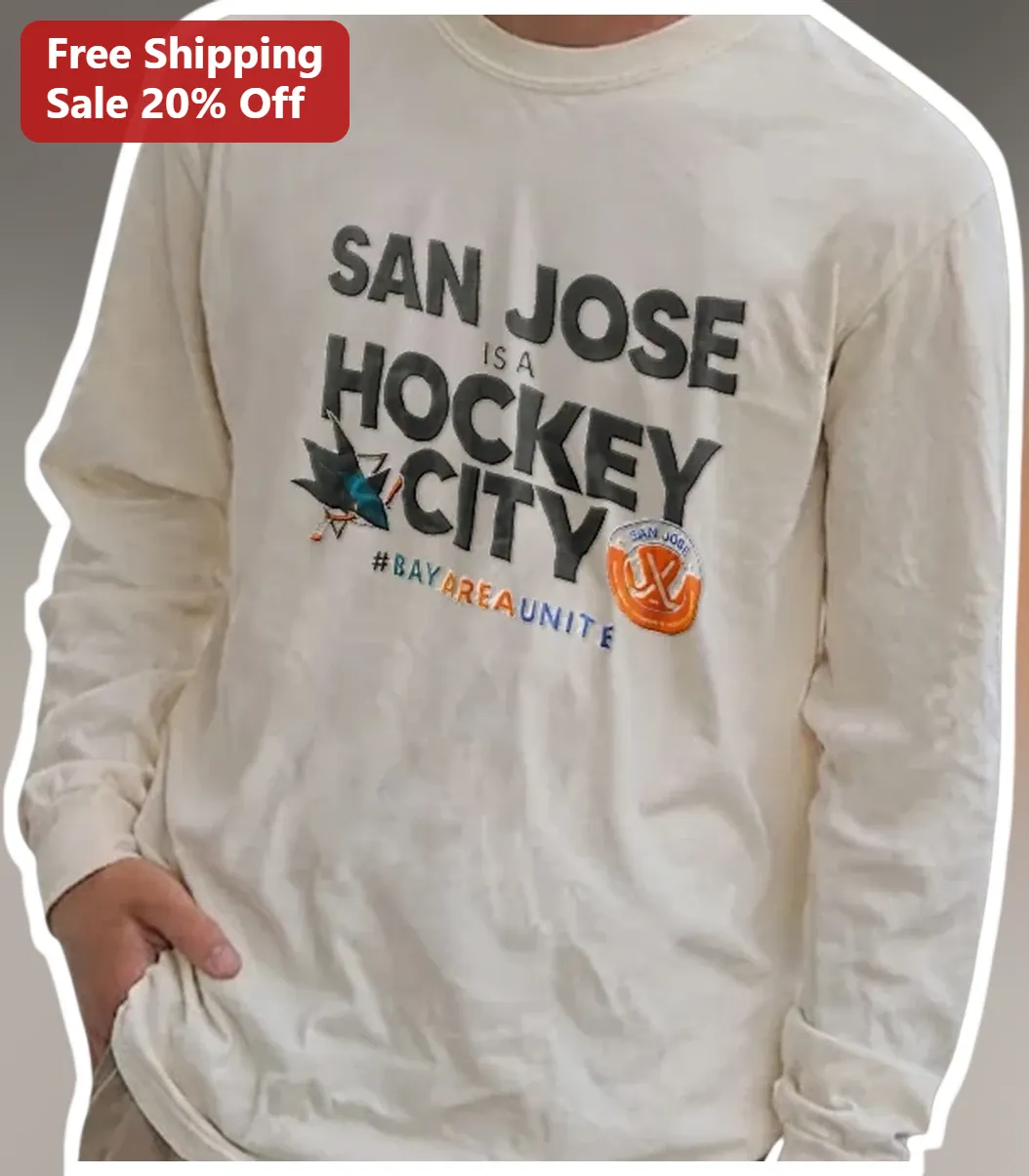 San Jose Hockey City Bay Area Unite Long Sleeve Tee San Jose Sharks Fan Apparel available at our Los Angeles warehouse