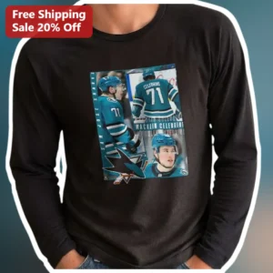 San Jose Sharks Macklin Celebrini Long Sleeve Shirt NHL Hockey Fan Gear available at our Los Angeles warehouse