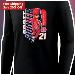 Scott Hunter New York Admirals Long Sleeve Shirt Hockey Fan Gift Black Graphic Apparel available at our Los Angeles warehouse