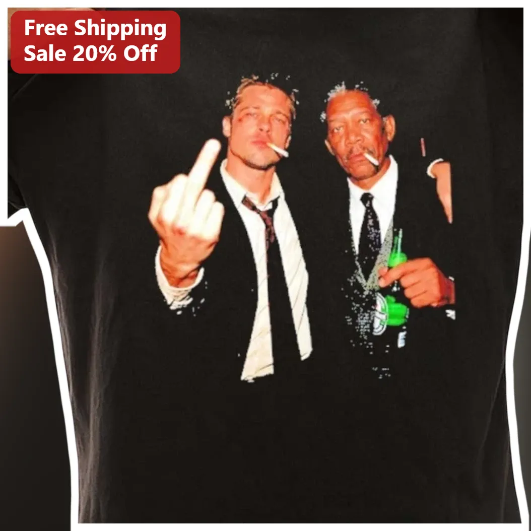 Se7en Movie Brad Pitt Morgan Freeman Graphic Tee for Men Women available at our Los Angeles warehouse