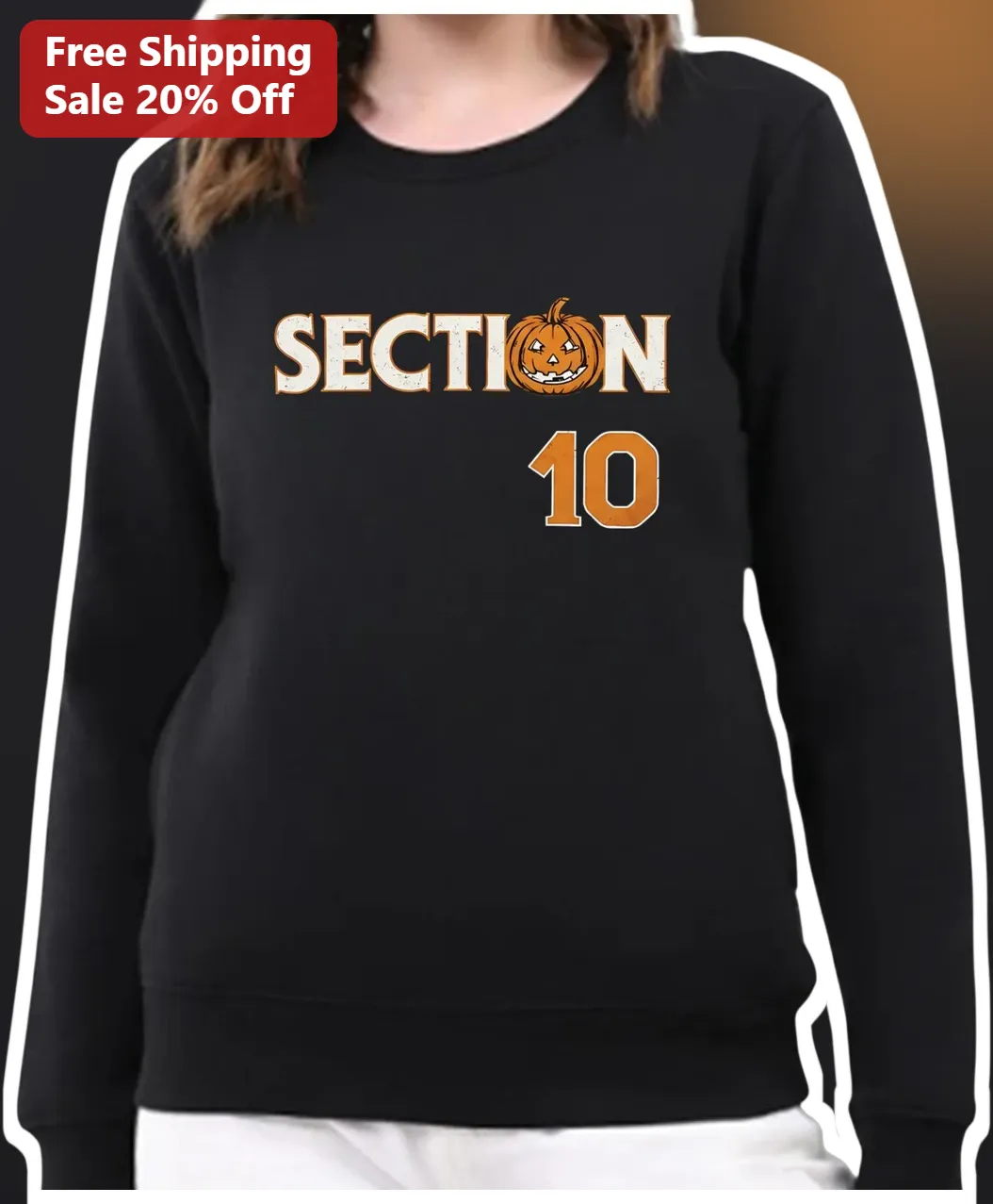 Section Pumpkin Halloween Sweatshirt Vintage Jack O Lantern Crewneck Gift for Women Men available at our Los Angeles warehouse