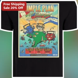 Simple Plan All Time Low Pop Punk Band Tee Retro Concert Graphic Shirt available at our Los Angeles warehouse