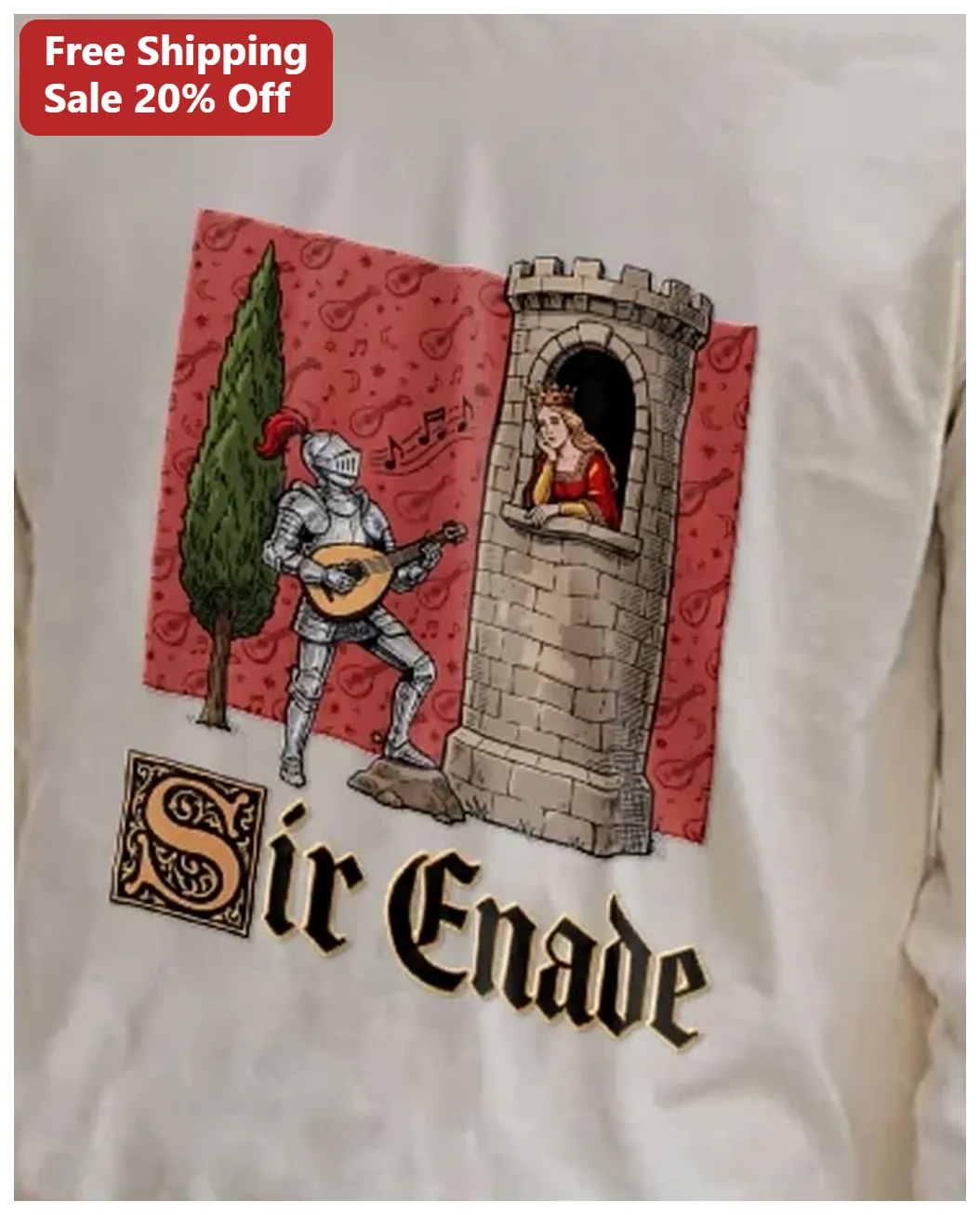 Sir Enade Tee Medieval Knight Troubadour Graphic Shirt Renai — Los Angeles Sir Enade Tee Medieval Knight Troubadour Graphic Shirt Renaissance Fair Fantasy Apparel available at our Los Angeles warehouse
