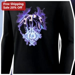 Skeletal Hands Magic Sigil Long Sleeve Shirt Dark Fantasy Arcane Necromancer Apparel for Gamers and available at our Los Angeles warehouse