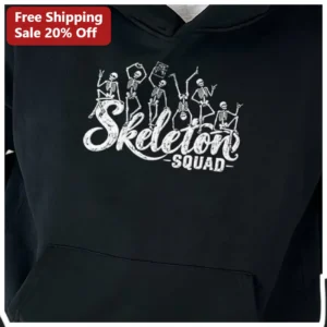Skeleton Squad Hoodie Funny Halloween Skelly Graphic Pullover...